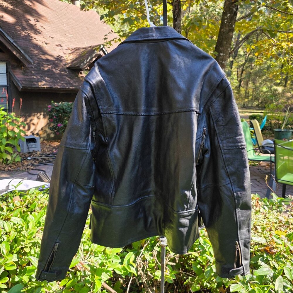 Vintage Motorcycle Jacket Barneys Leather Womens Sz 48 Black Thinsulate Zipped - Picture 2 of 12